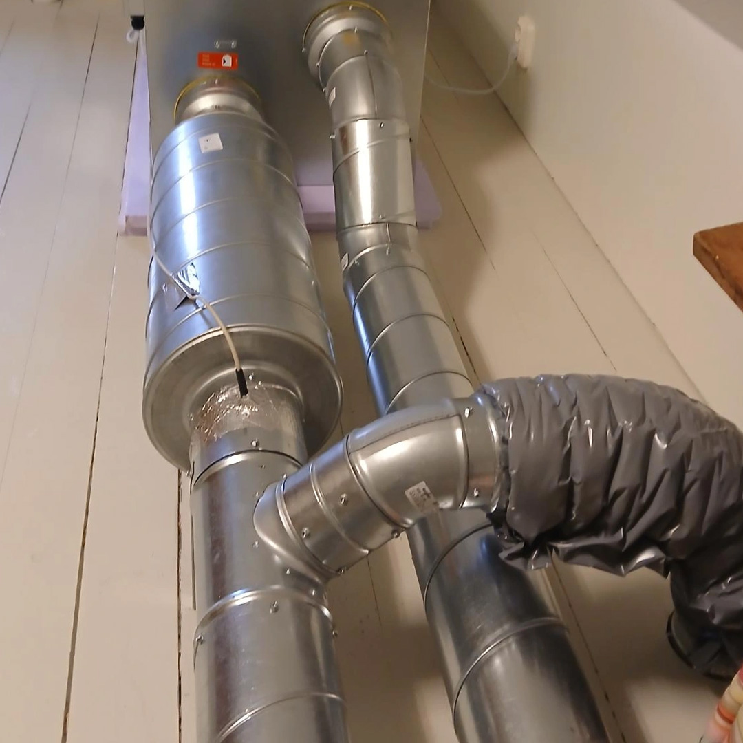 FTX installation villa Sverige kanaldragning vind (1)